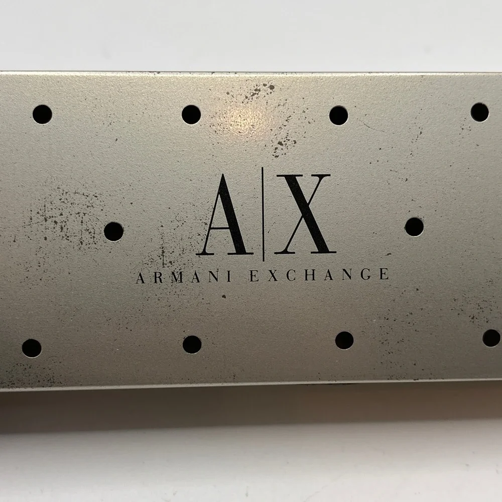 Armani Exchange AX Metal Watch Box Case Storage Holder Silver Tone